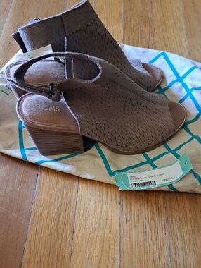 Taupe Suede Peep Toe Heel - Women